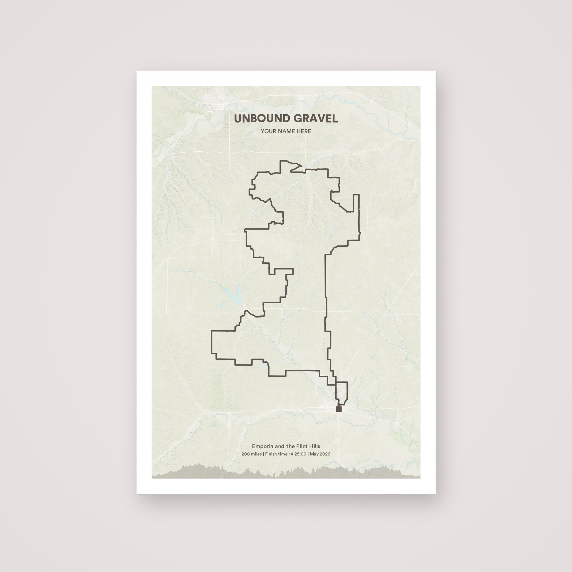 Unbound Gravel personalised map print
