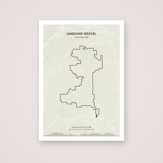 Unbound Gravel personalised map print