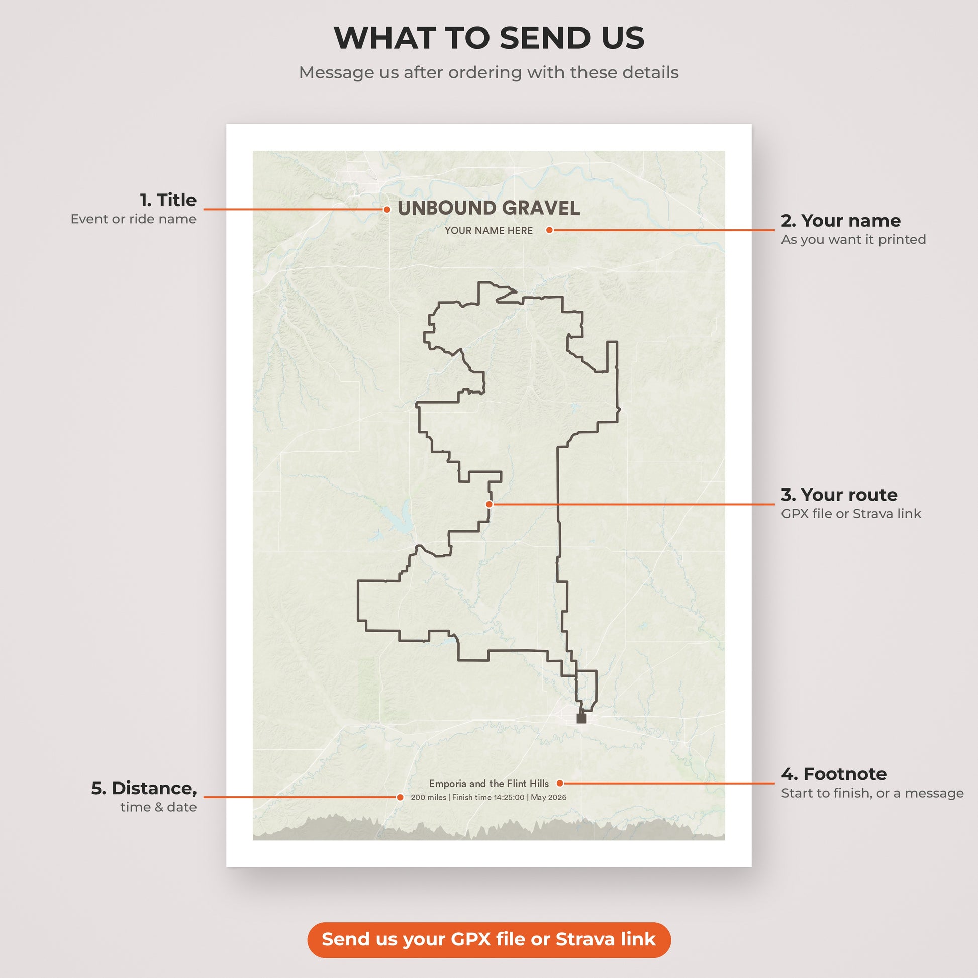 Unbound Gravel map print personalisation explained