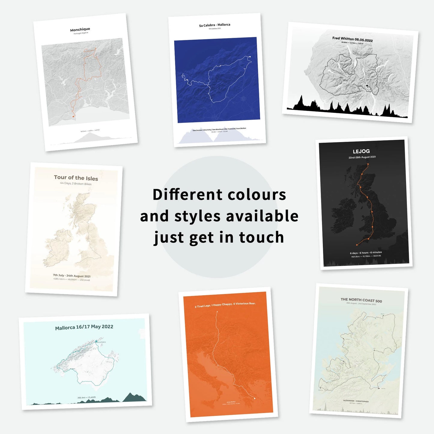 Unbound Gravel map print colour options