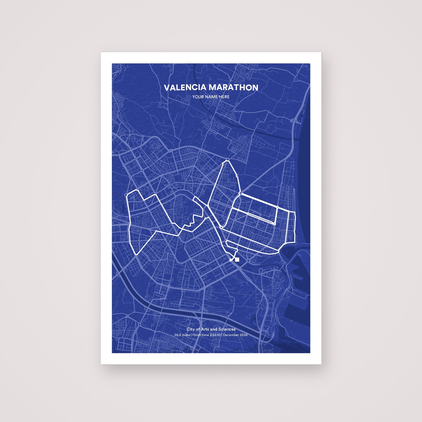 Valencia Marathon personalised map print