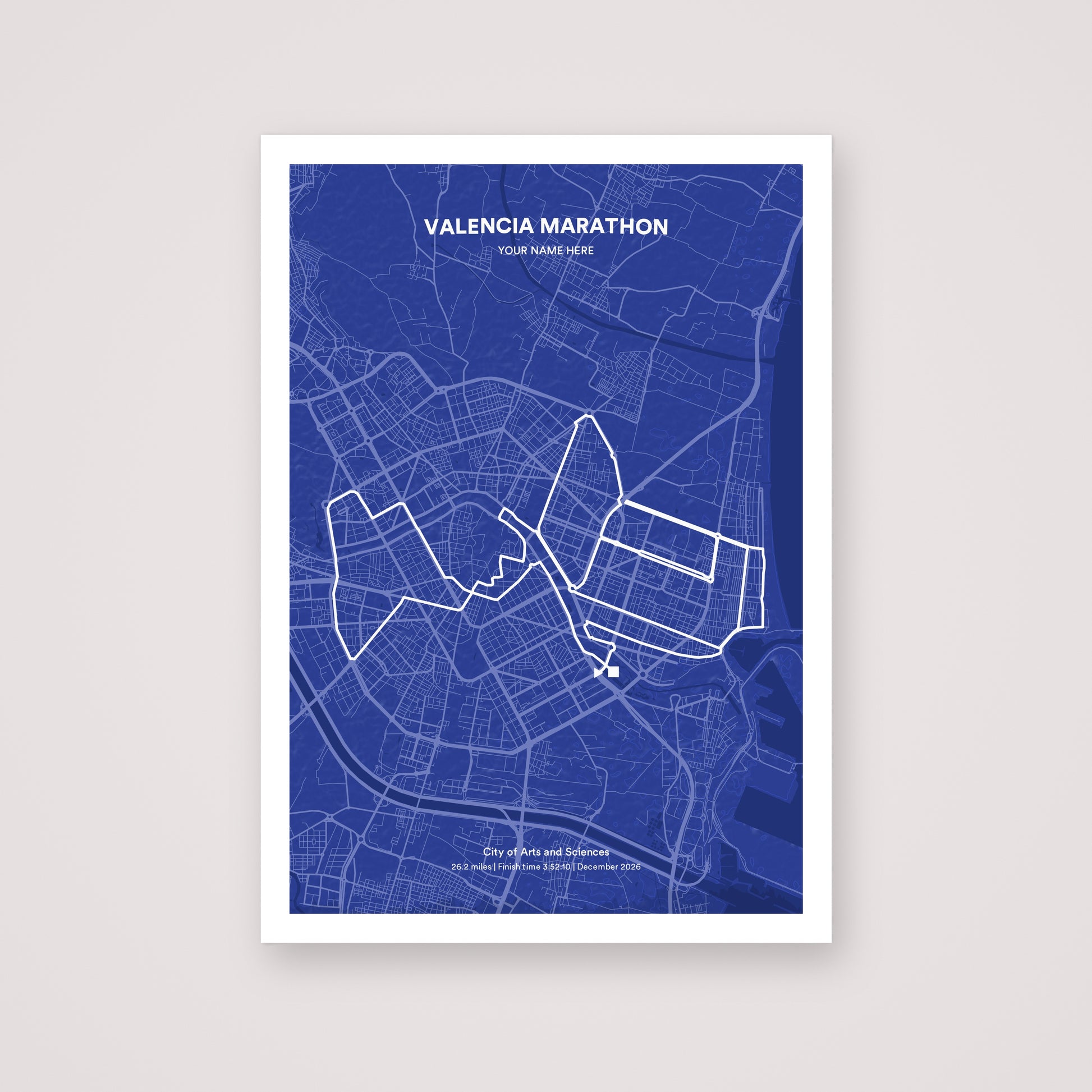 Valencia Marathon personalised map print