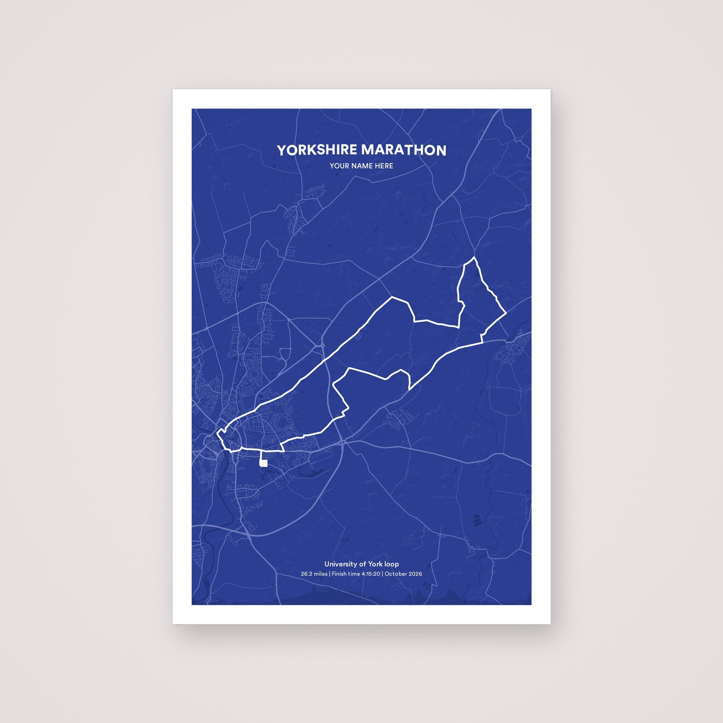 Yorkshire Marathon personalised map print