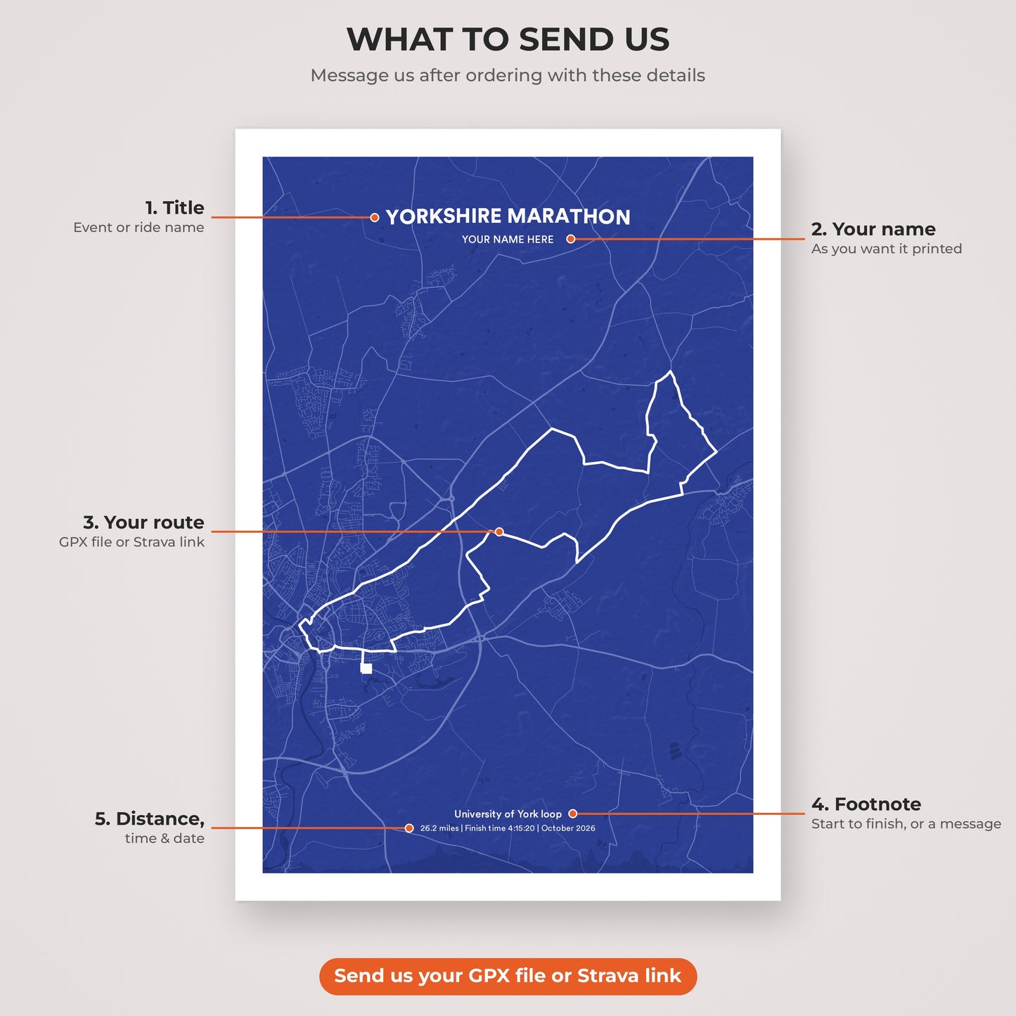 Yorkshire Marathon map print personalisation explained