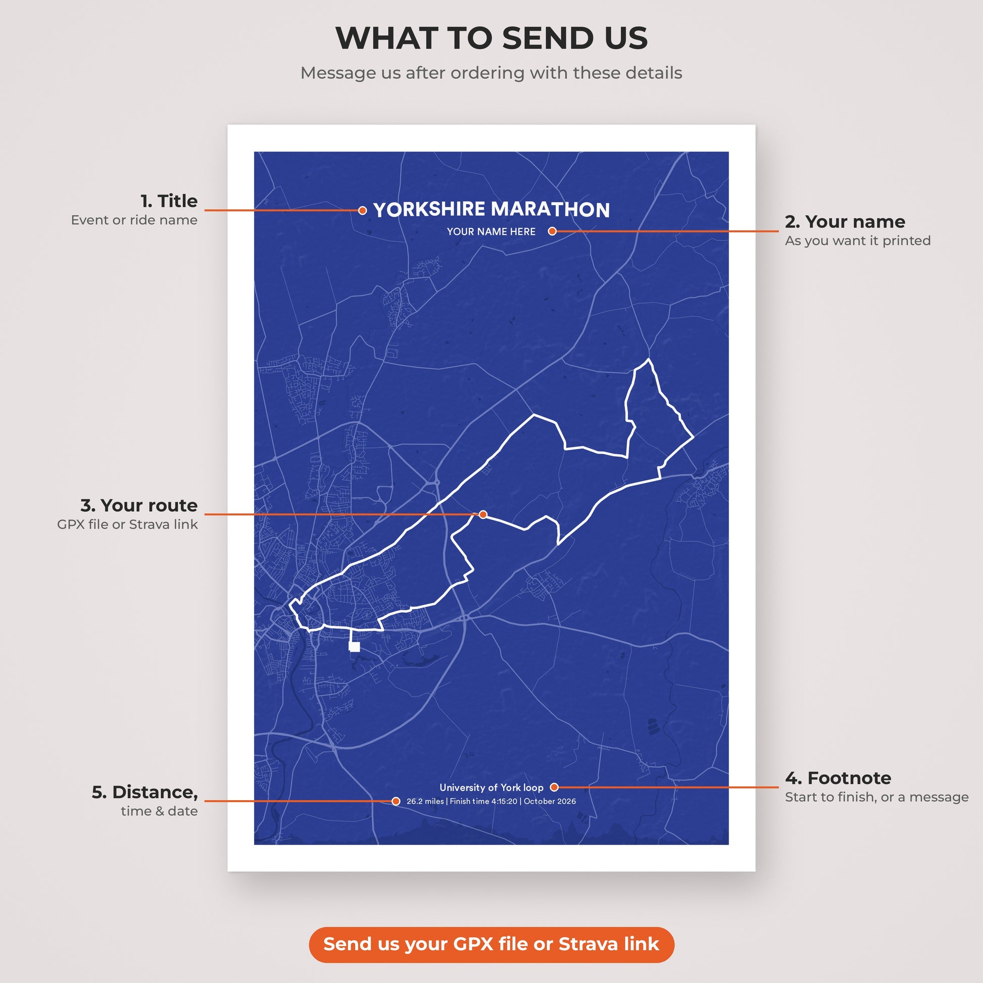 Yorkshire Marathon map print personalisation explained