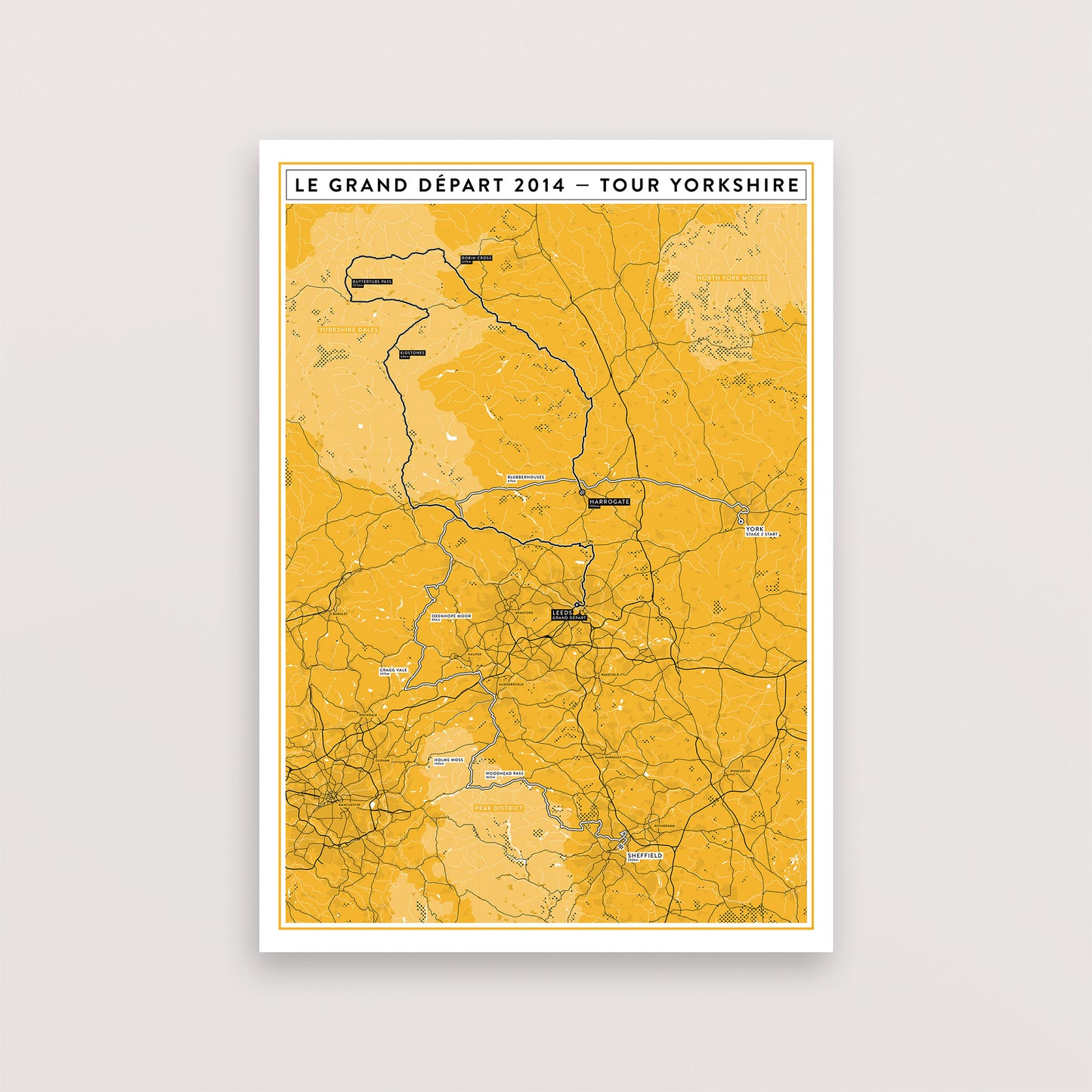 Tour de France 2014 Stages 1 & 2 Map Yorkshire – Poster – The English Cyclist