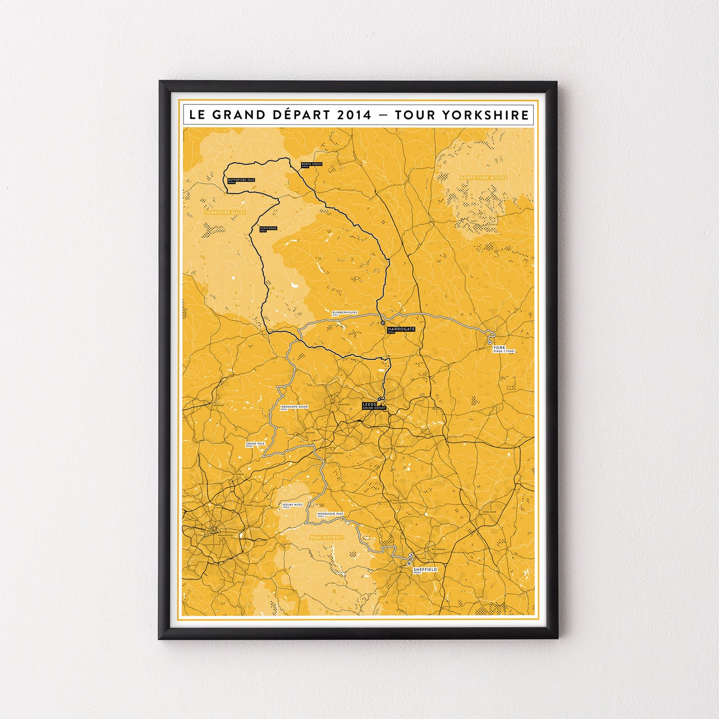 Tour de France 2014 Stages 1 & 2 Map Yorkshire – Poster – The English Cyclist