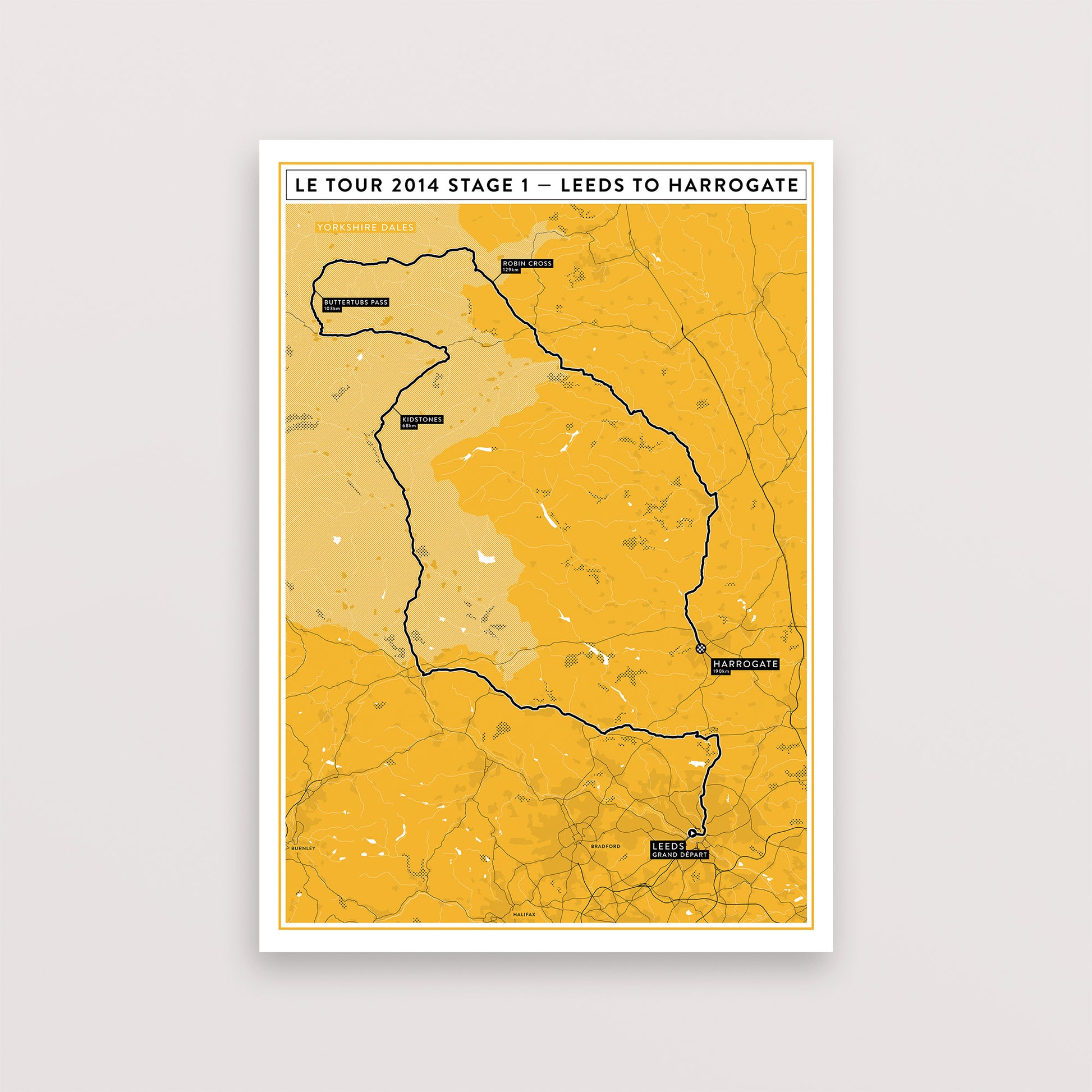 Tour de France 2014 Stage 1 Map Yorkshire – Poster – The English Cyclist