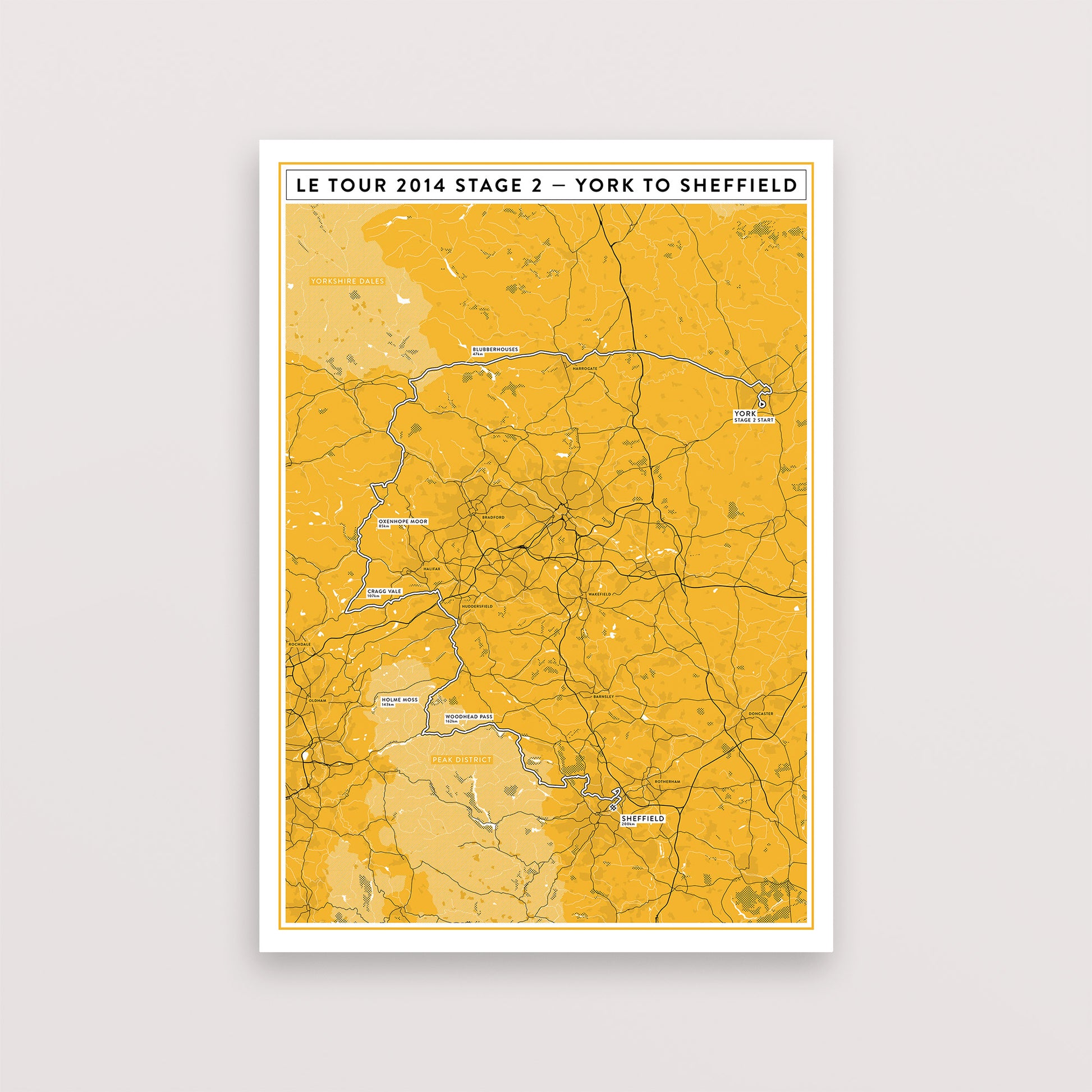 Tour de France 2014 Stage 2 Map Yorkshire – Poster – The English Cyclist