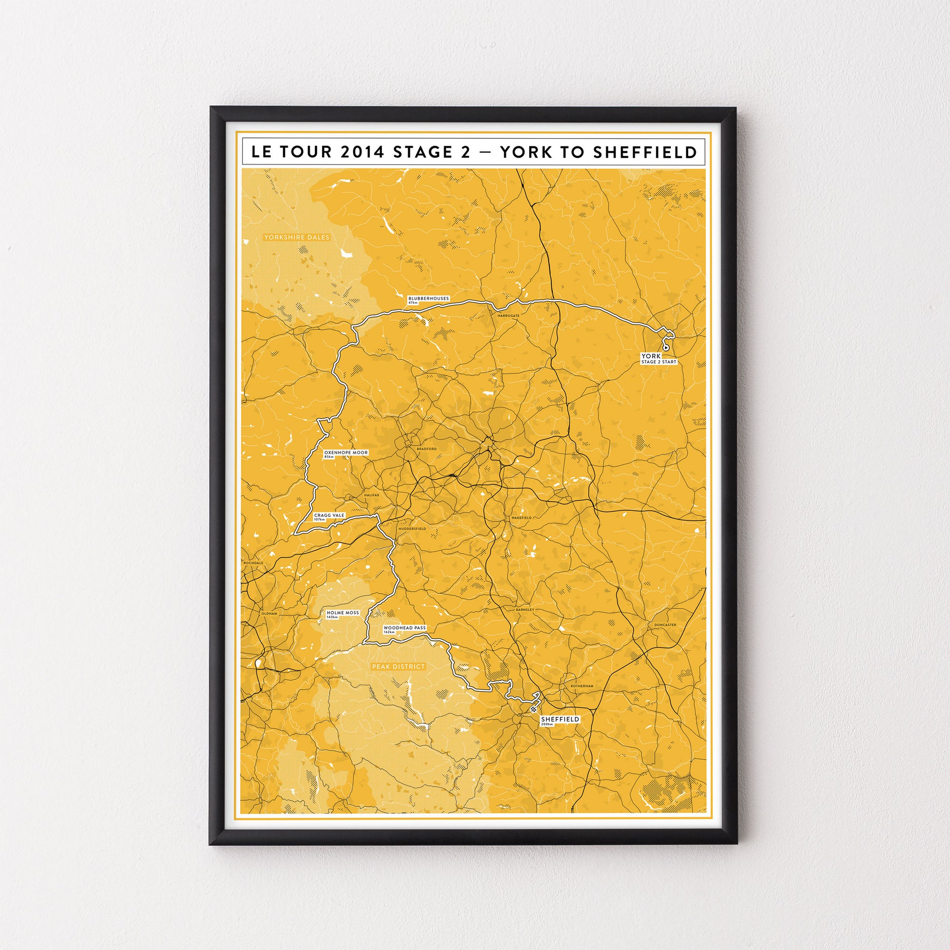 Tour de France 2014 Stage 2 Map Yorkshire – Poster – The English Cyclist
