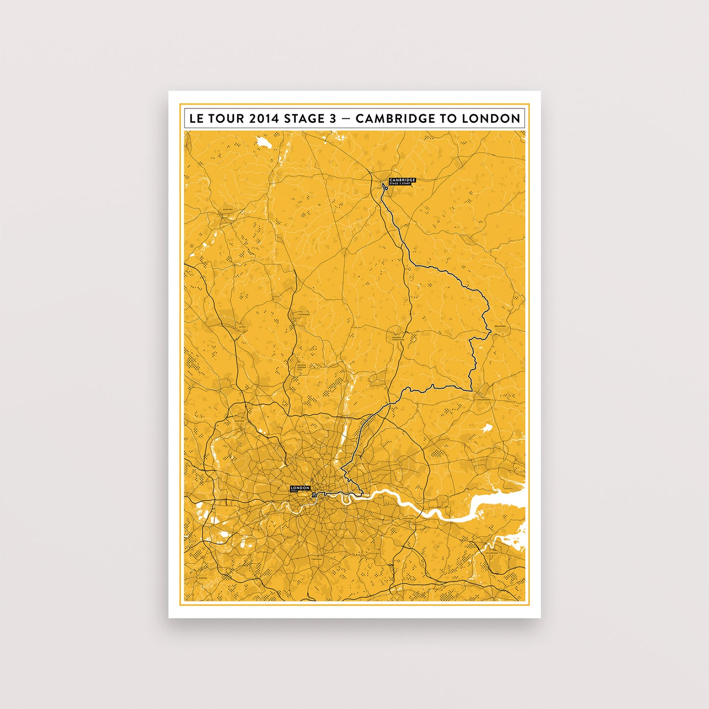 Tour de France 2014 Stage 3 Map Yorkshire – Poster – The English Cyclist