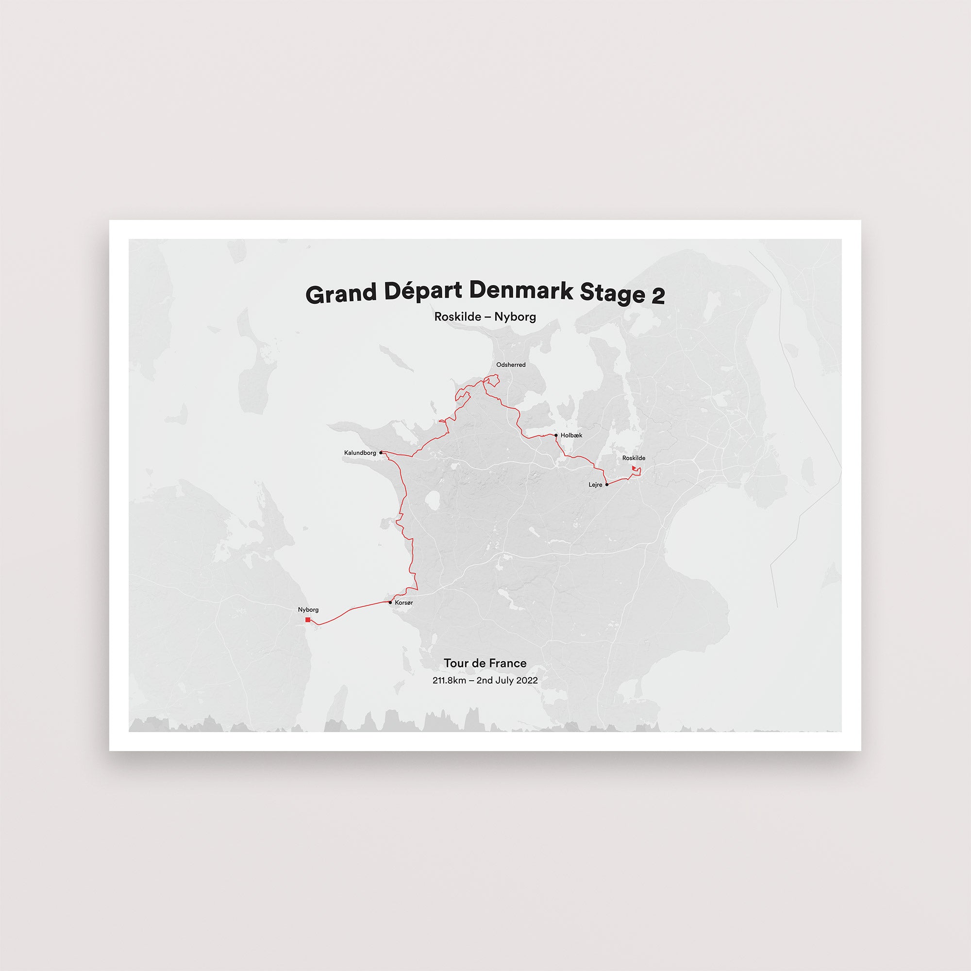 Stage 2 Mapping Grand Depart Denmark - Stage 2 - Map Print – The English Cyclist