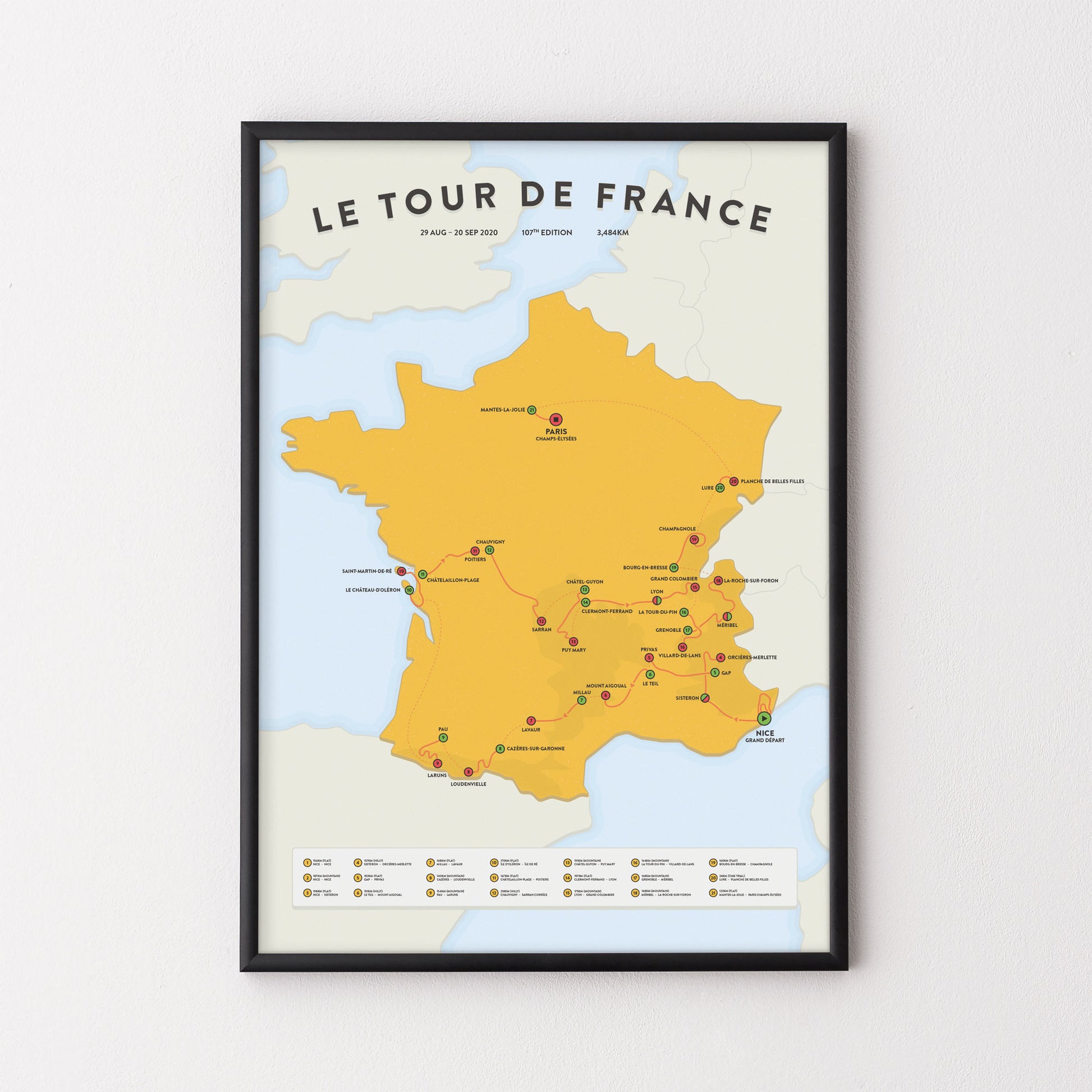 Tour de France Map – Poster – The English Cyclist