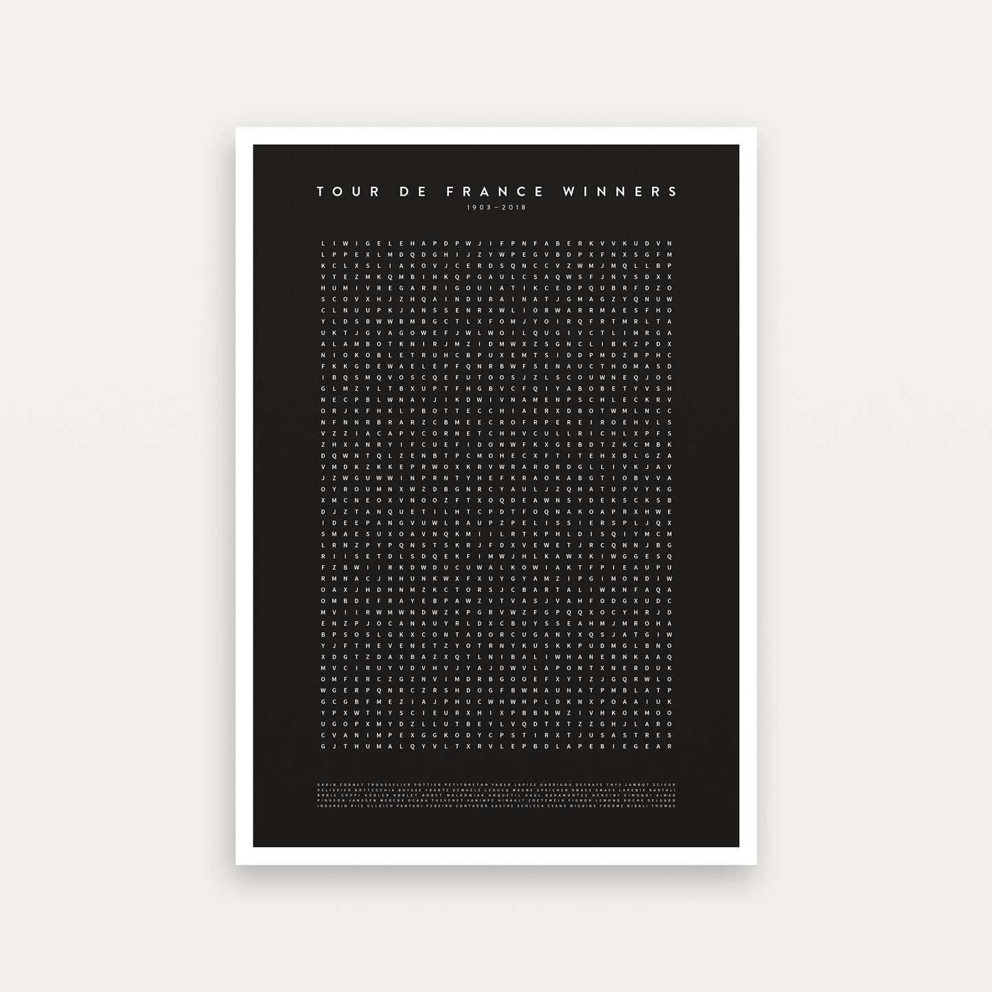 Tour De France Champions Word Search – Poster – The English Cyclist