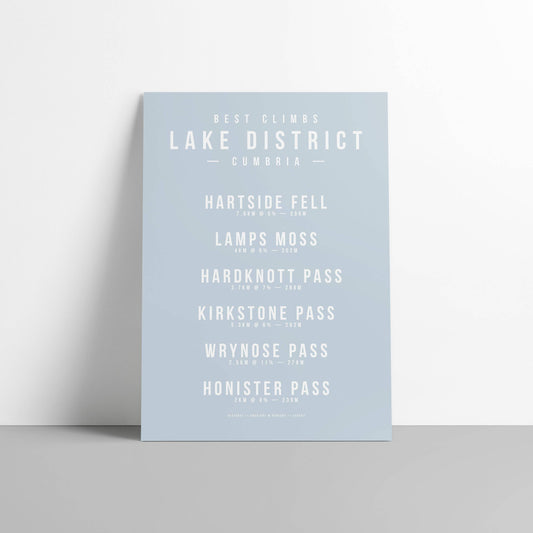 Climbs of the Lake District, Cumbria – Poster – The English Cyclist
